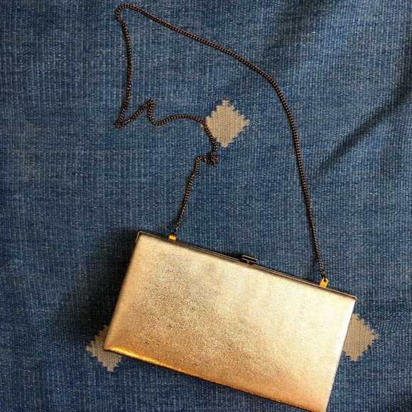 gold hard case clutch